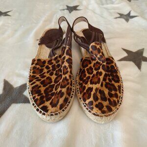 Picon Women's Size 7.5 Leopard Print Leather‎ Espadrilles Sandals Made In Spain